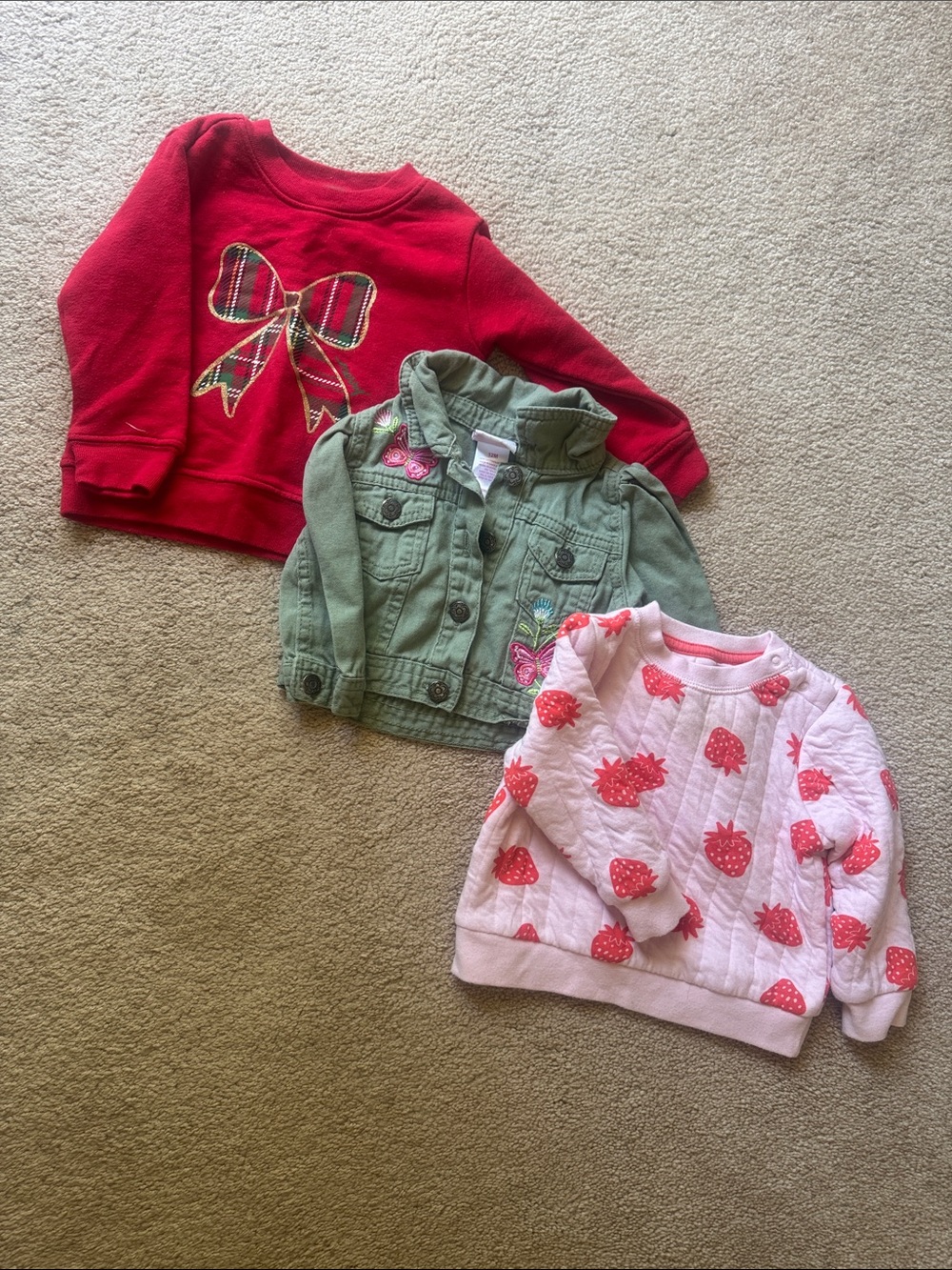 Baby Girl 12M Long Sleeve Tops Lot / Jacket